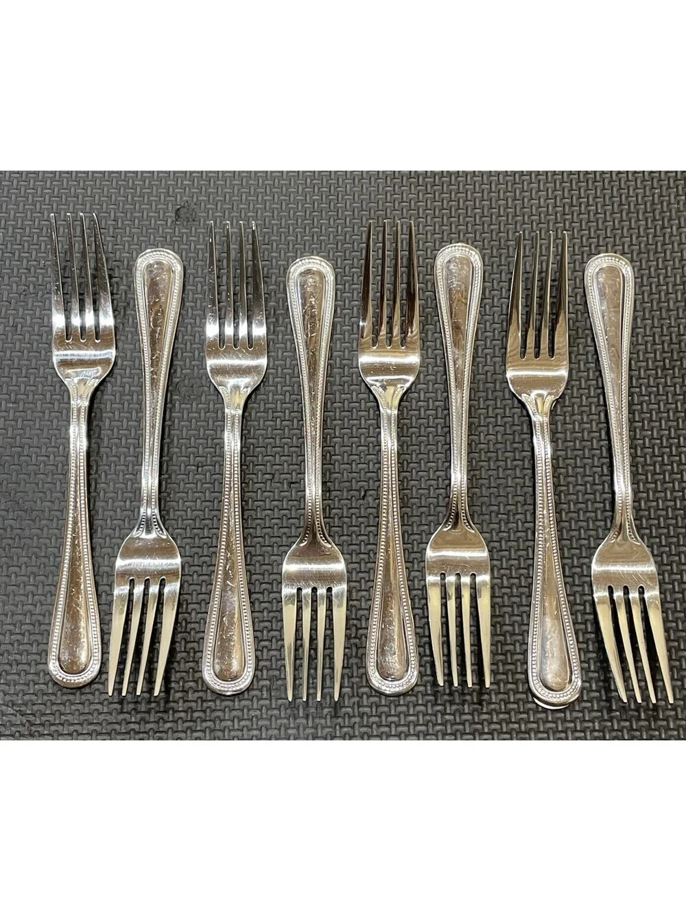 8 Wallace CONTINENTAL BEAD Salad Forks 18/10 Stainless China 7-3/8”